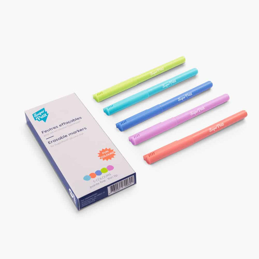SUPER PETIT Boîte de 5 feutres effaçables pointe fine pour silicone