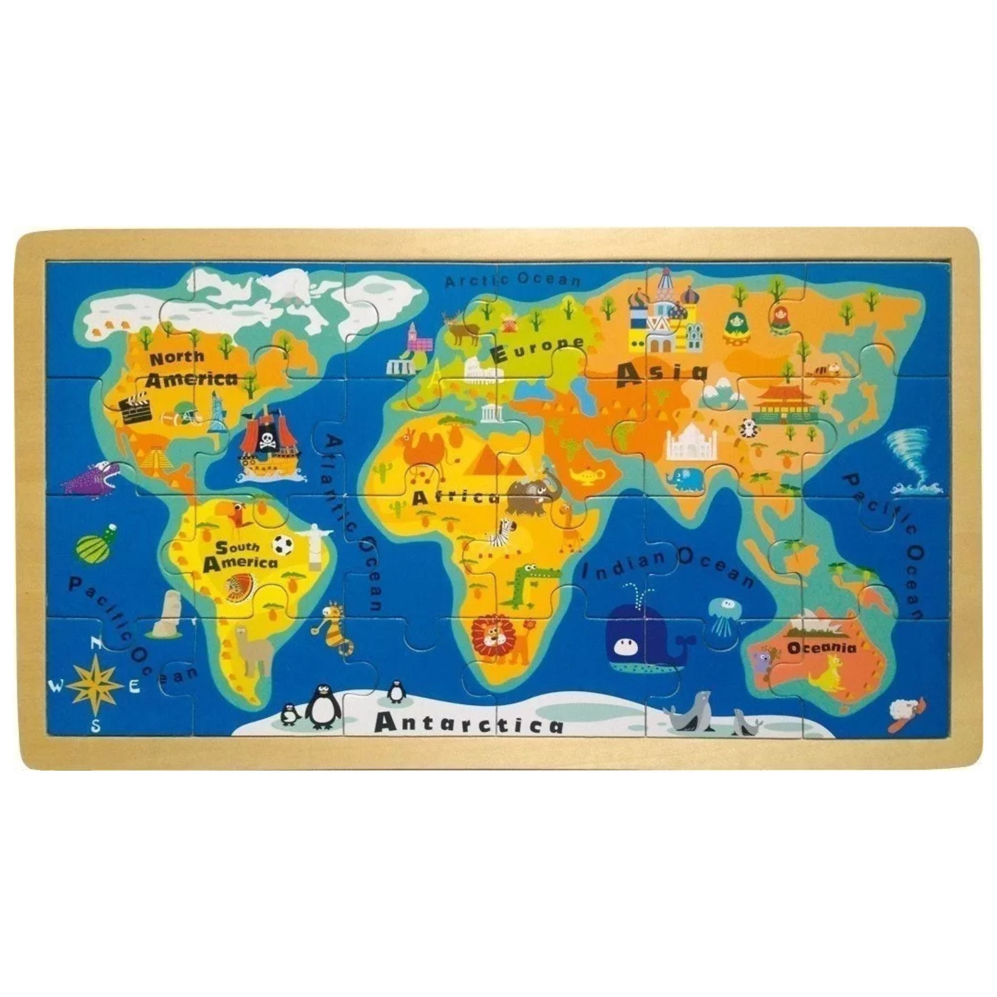 SMALL FOOT Puzzle en bois Carte du monde