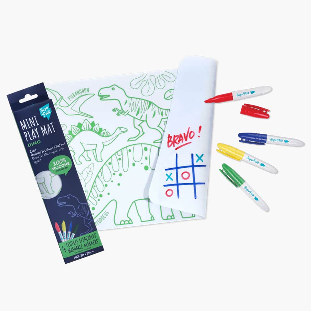 SUPER PETIT Set à colorier nomade en silicone - Dino