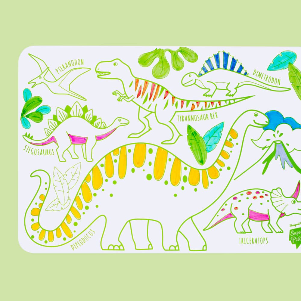 SUPER PETIT Set à colorier nomade en silicone - Dino