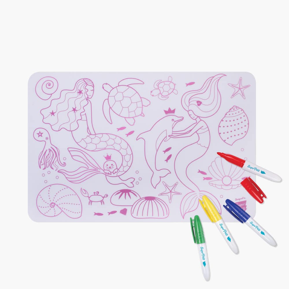 SUPER PETIT Set à colorier nomade en silicone - Sirène